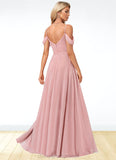 Jennifer A-line Cold Shoulder Floor-Length Chiffon Bridesmaid Dress STIP0022602