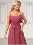 Nyla A-line V-Neck Floor-Length Chiffon Bridesmaid Dress With Ruffle STIP0022604