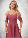 Jamie A-line Cold Shoulder Floor-Length Chiffon Bridesmaid Dress With Ruffle STIP0022605