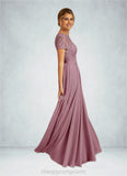 Stella A-Line Boatneck Sequins Chiffon Floor-Length Dress STIP0022619