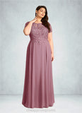 Stella A-Line Boatneck Sequins Chiffon Floor-Length Dress STIP0022619