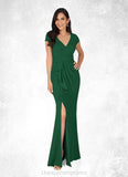 Yasmin Mermaid V-Neck Pleated Stretch Crepe Floor-Length Dress STIP0022649