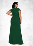 Yasmin Mermaid V-Neck Pleated Stretch Crepe Floor-Length Dress STIP0022649