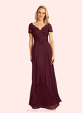 Vivienne A-Line Lace Chiffon Floor-Length Dress STIP0022662