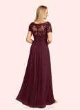 Vivienne A-Line Lace Chiffon Floor-Length Dress STIP0022662