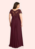 Vivienne A-Line Lace Chiffon Floor-Length Dress STIP0022662