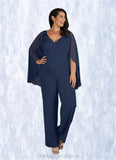 Val Sequins Lace Stretch Crepe Jumpsuit/Pantsuit Dark Navy STIP0022693