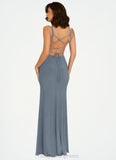 Teagan Sheath Corset Luxe Knit Floor-Length Dress dusty blue STIP0022719