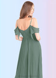 Valery A-Line Off the Shoulder Chiffon Floor-Length Dress Eucalyptus STIP0022725