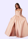 Mandy Beaded Sweetheart Cowl Dropwaist Stretch Satin Ball Gown English Rose STIP0022753