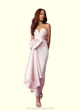 Kiley Sweetheart Lace Column Dress with Mikado Bow Diamond White/Ballerina Pink STIP0022758