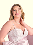 Kiley Sweetheart Lace Column Dress with Mikado Bow Diamond White/Ballerina Pink STIP0022758