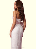 Kiley Sweetheart Lace Column Dress with Mikado Bow Diamond White/Ballerina Pink STIP0022758