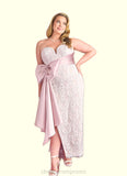 Kiley Sweetheart Lace Column Dress with Mikado Bow Diamond White/Ballerina Pink STIP0022758