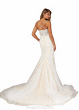 Teresa Mermaid Sequins Tulle Cathedral Train Dress Diamond White/Champagne STIP0022777