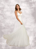 Lara Ball-Gown Lace Tulle Chapel Train Dress Diamond White STIP0022794