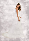 Lara Ball-Gown Lace Tulle Chapel Train Dress Diamond White STIP0022794