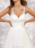 Lara Ball-Gown Lace Tulle Chapel Train Dress Diamond White STIP0022794