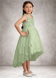 Jazmyn Ball-Gown Lace Tulle Asymmetrical Dress Dusty Sage STIP0022802