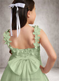 Jazmyn Ball-Gown Lace Tulle Asymmetrical Dress Dusty Sage STIP0022802