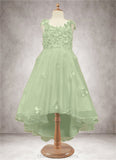 Jazmyn Ball-Gown Lace Tulle Asymmetrical Dress Dusty Sage STIP0022802