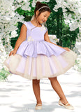 Greta Ball-Gown Lace Matte Satin Knee-Length Dress Lilac/Ivory STIP0022807