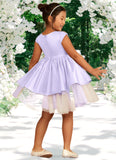 Greta Ball-Gown Lace Matte Satin Knee-Length Dress Lilac/Ivory STIP0022807