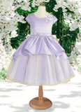 Greta Ball-Gown Lace Matte Satin Knee-Length Dress Lilac/Ivory STIP0022807