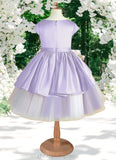 Greta Ball-Gown Lace Matte Satin Knee-Length Dress Lilac/Ivory STIP0022807