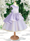 Greta Ball-Gown Lace Matte Satin Knee-Length Dress Lilac/Ivory STIP0022807