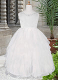 Amiah Ball-Gown Embroidered Tulle Knee-Length Dress Diamond White STIP0022808