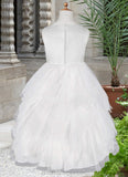 Amiah Ball-Gown Embroidered Tulle Knee-Length Dress Diamond White STIP0022808