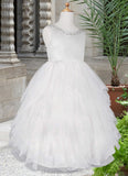 Amiah Ball-Gown Embroidered Tulle Knee-Length Dress Diamond White STIP0022808