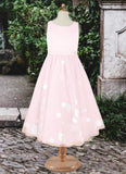 Trudie A-Line Lace Tulle Tea-Length Dress Blushing Pink STIP0022814