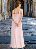 Jaylah A-Line Pleated Chiffon Floor-Length Junior Bridesmaid Dress Blushing Pink STIP0022849