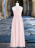 Jaylah A-Line Pleated Chiffon Floor-Length Junior Bridesmaid Dress Blushing Pink STIP0022849