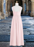 Jaylah A-Line Pleated Chiffon Floor-Length Junior Bridesmaid Dress Blushing Pink STIP0022849