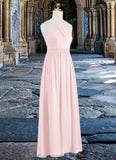 Jaylah A-Line Pleated Chiffon Floor-Length Junior Bridesmaid Dress Blushing Pink STIP0022849