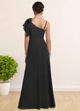 Josephine A-Line Bow Chiffon Floor-Length Junior Bridesmaid Dress black STIP0022850