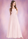 Lacey A-Line Floral Chiffon Floor-Length Junior Bridesmaid Dress Blushing Pink STIP0022851