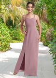 Evangeline A-Line Chiffon Floor-Length Junior Bridesmaid Dress dusty rose STIP0022856