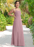 Evangeline A-Line Chiffon Floor-Length Junior Bridesmaid Dress dusty rose STIP0022856