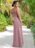 Evangeline A-Line Chiffon Floor-Length Junior Bridesmaid Dress dusty rose STIP0022856