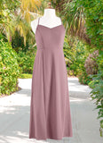 Evangeline A-Line Chiffon Floor-Length Junior Bridesmaid Dress dusty rose STIP0022856