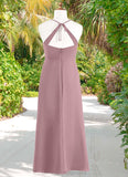 Evangeline A-Line Chiffon Floor-Length Junior Bridesmaid Dress dusty rose STIP0022856