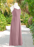 Evangeline A-Line Chiffon Floor-Length Junior Bridesmaid Dress dusty rose STIP0022856