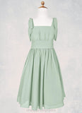 Zaria A-Line Pleated Chiffon Mini Junior Bridesmaid Dress Agave STIP0022864