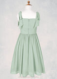 Zaria A-Line Pleated Chiffon Mini Junior Bridesmaid Dress Agave STIP0022864