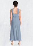 Clarissa A-Line Pleated Chiffon Ankle-Length Junior Bridesmaid Dress dusty blue STIP0022866