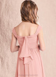 Selena A-Line Pleated Chiffon Floor-Length Junior Bridesmaid Dress Rosette STIP0022868